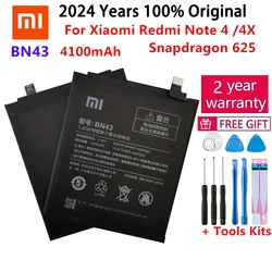 Bateria 100% original bn43 4100mah para xiaomi redmi note 4x/nota 4 global snapdragon 625 baterias bn43 de alta qualidade