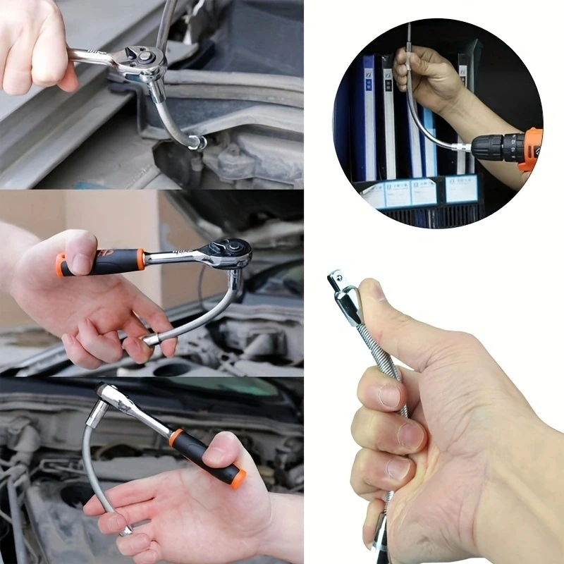 Electric Wrench Sockets: Bendable Flexible Shafts, Extension Rods and Force Links for Automotive and Company Repair Tools