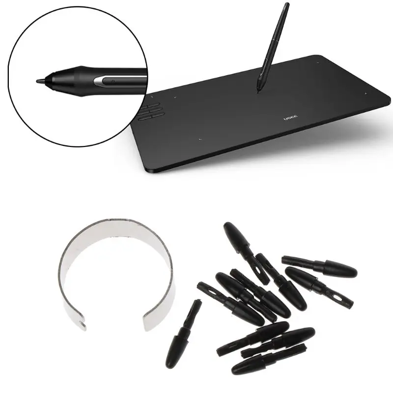 Passive Graphic Drawing Pad Pen Nibs for XP-Pen H640P VEIKK A30 A50 Tablet Digital Pen Tips , 10-Pack Black