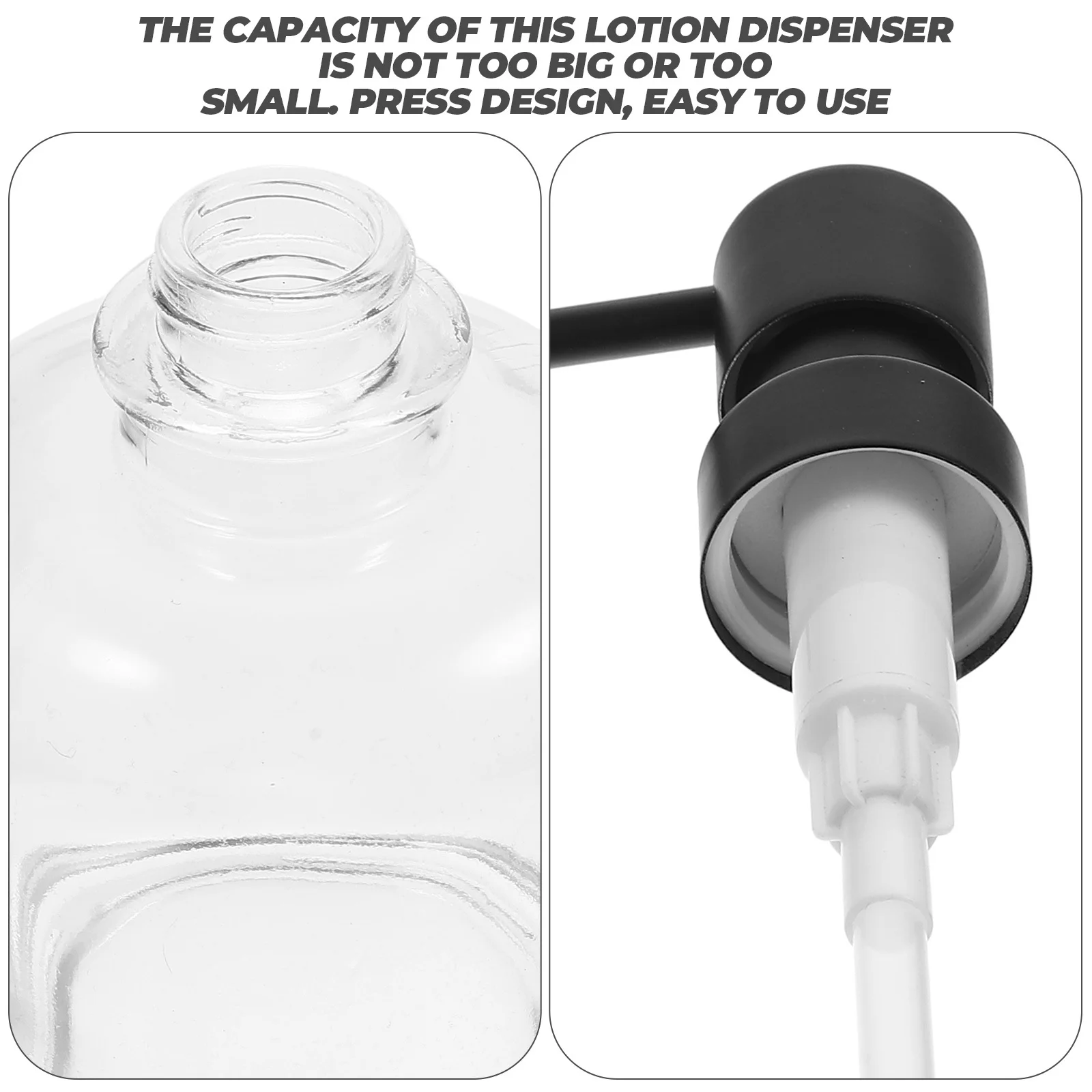 

2Pcs Transparent Glass Soap Dispenser Base Design Bathroom Kitchen Office Decorative Reusable Press Type Shower Bottle