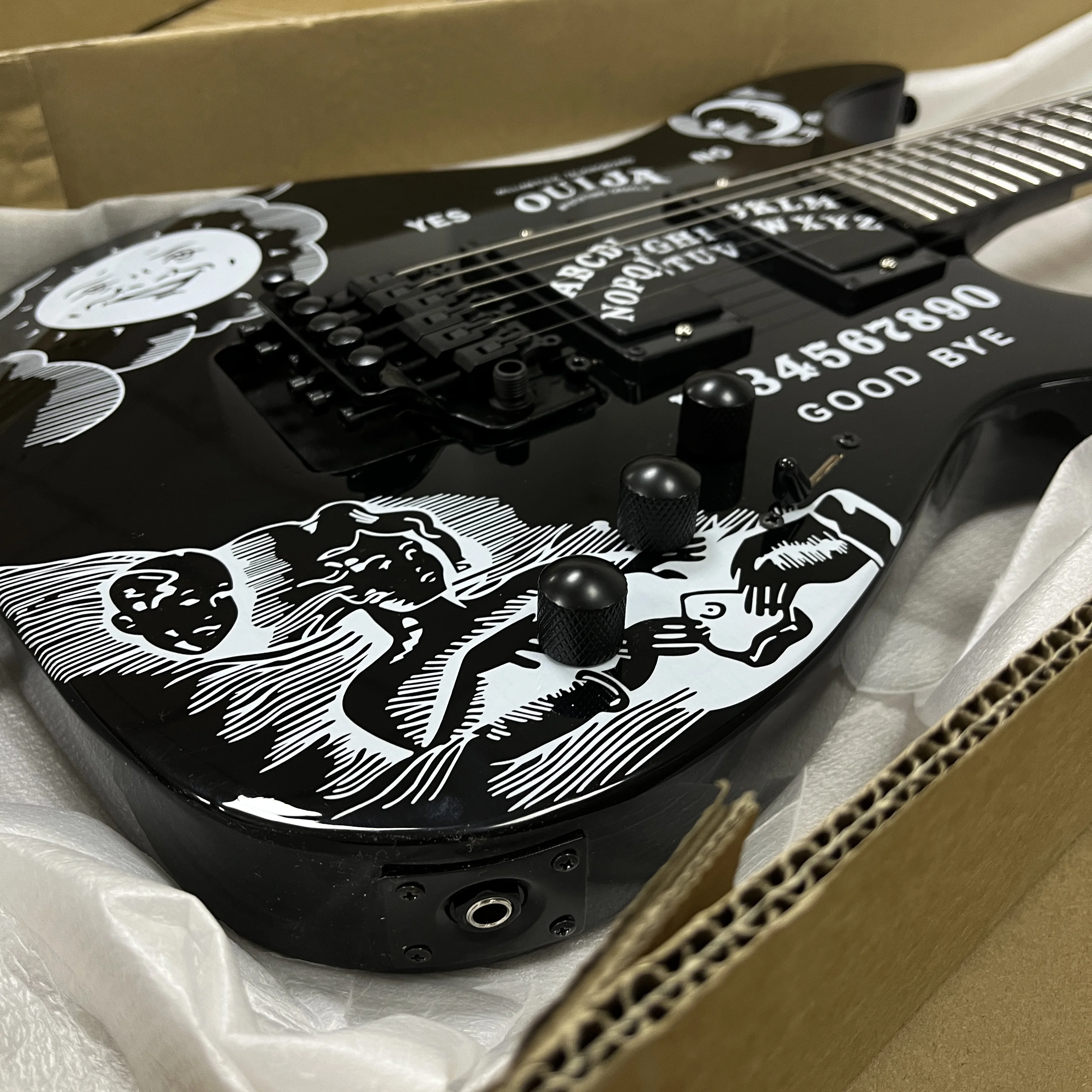 

Costom esp KH-2 Black Ouija Kirk Hammett Electric Guitar HH Pickup Mahogany Body Electric Guitar-Themed Gift Free Shipping