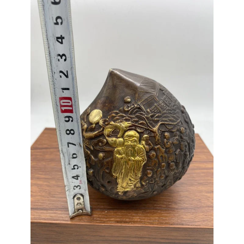 Copper Brass Hundred Sons Birthday Peach Ornament Copperware Antique Collection Longevity Gift for Birthday Celebration