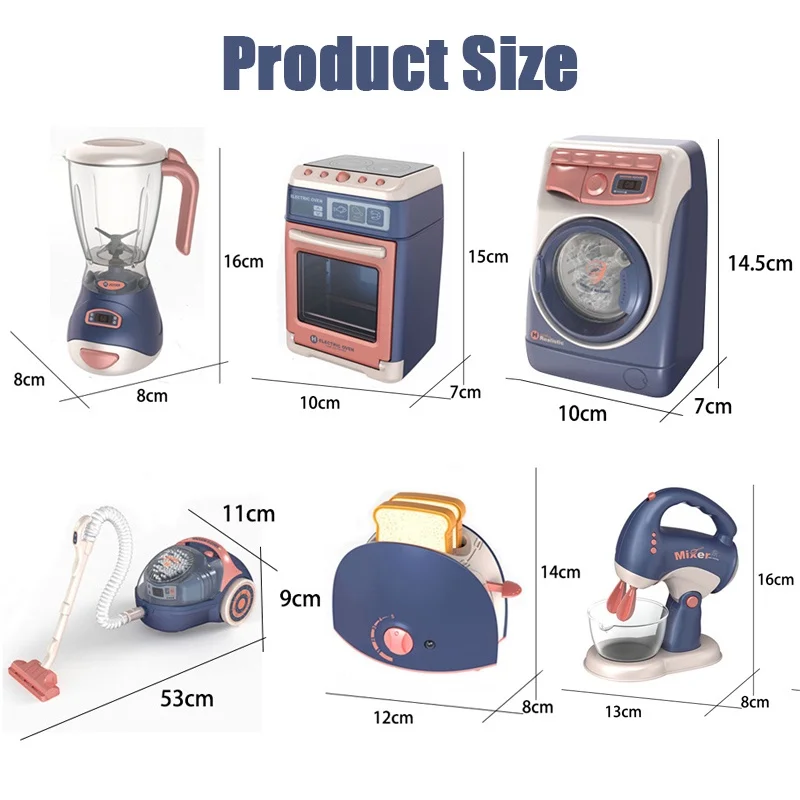 Kitchen Home Appliances Toy Kids Pretend Play Set Household Coffee Maker Mixer Toaster Vacuum Cleaner Playset for Children Gifts