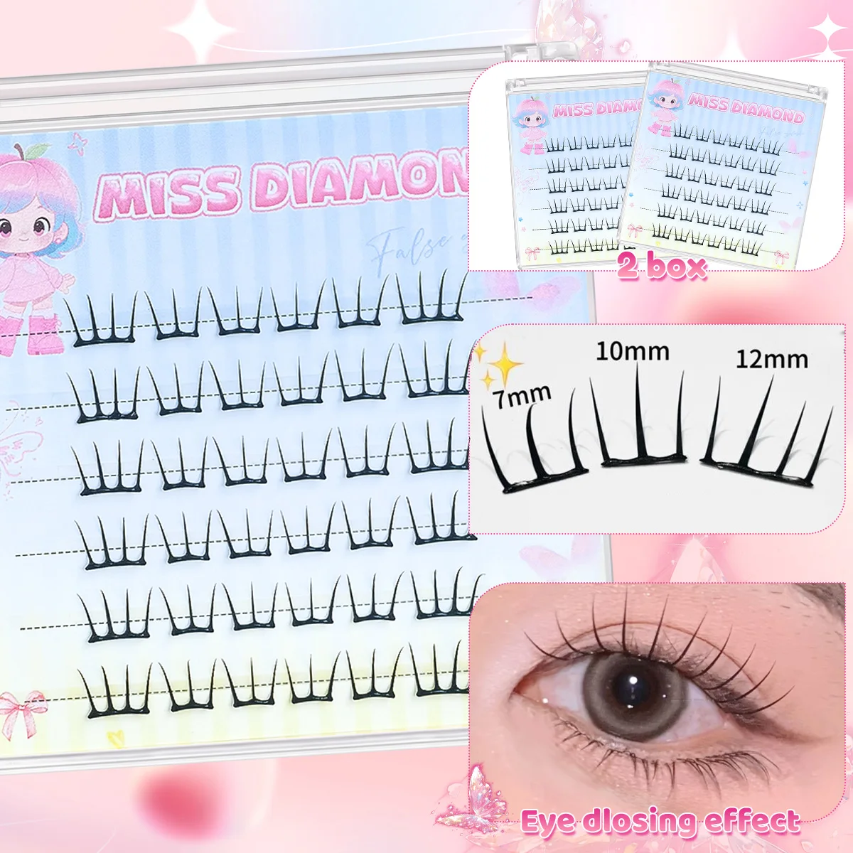 Pestañas K-pop sin pegamento: naturales y esponjosas, agrandamiento instantáneo, usables para un aspecto sin maquillaje, livianas y rizadas