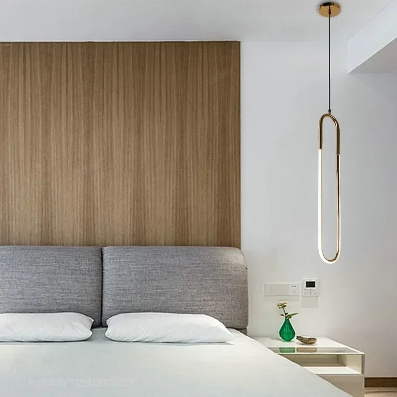 

Modern Luxury LED Pendant Light, Gold Metal Hanging Lamp, Minimalist Ceiling Fixture for Bathroom Living Room Restaurant Decorat