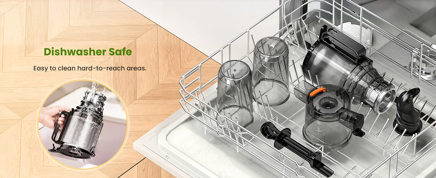 Slow Juicer Kaltpresse für ganze Früchte und Gemüse 200W Entsafter mit langsamem Pressverfahren 4,53 Zoll Durchmesser mit automatischem Schneidmechanismus BPA-frei – Detail 10