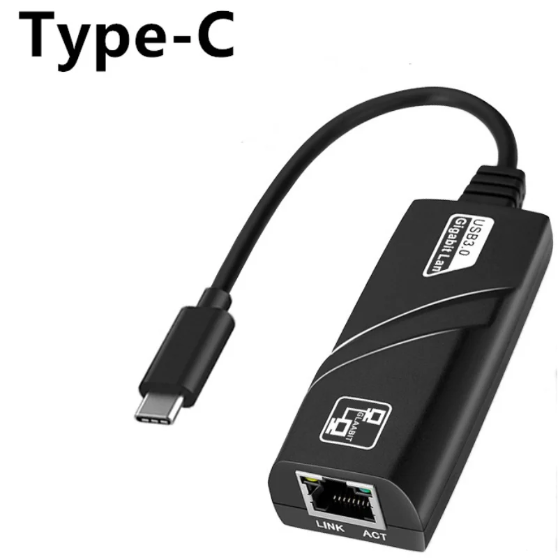 1000Mbps Portable Type-C USB3.0 Wired USB To Rj45 Connectors Lan Ethernet Adapter Network Card for PC Laptop Accessories