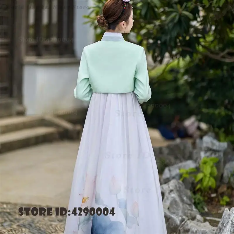 Women Traditional Korean Hanbok Dress Ancient Palace Robe Ethnic Outfit for Wedding Folk Dance and Stage Performance