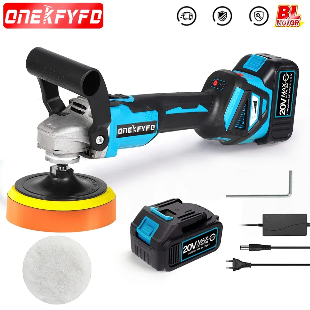 

2 IN 1 Car Polisher Cordless Brushless 125mm Angle Grinder 1600W Variable Speed Car Waxing Polishing Machine for Makita Battery