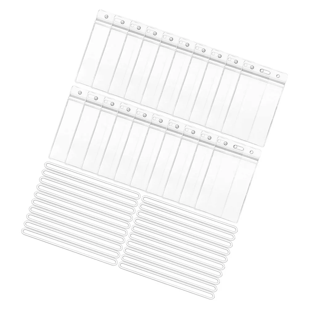 

Vertical Card Holder Reusable PVC ID Badge Sleeve Anti scratch Covers Clear Name Holders Luggage Tag Staff Student Nurse Doctor