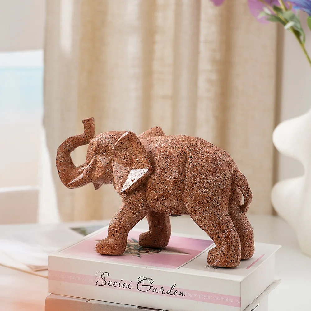 

Modern Art Geometric Elephant Statue Resin Crafts Lifelike Abstract Elephant Figurines Waterproof Animal Ornament
