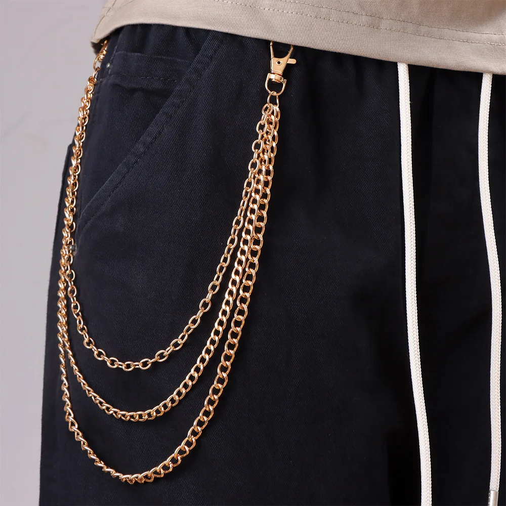 

Многослойная цепочка для брюк в стиле хип-хоп: модный, минималистичный, универсальный аксессуар для джинсов, стильный модный аксессуар