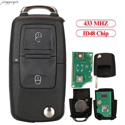 Jingyuqin Remote Control 434MHZ ID48 Chip Tranponder Car Key For VW MK4 Seat Altea Alhambra Ibiza 1J0959753CT/DJ/1M0959753C 2B