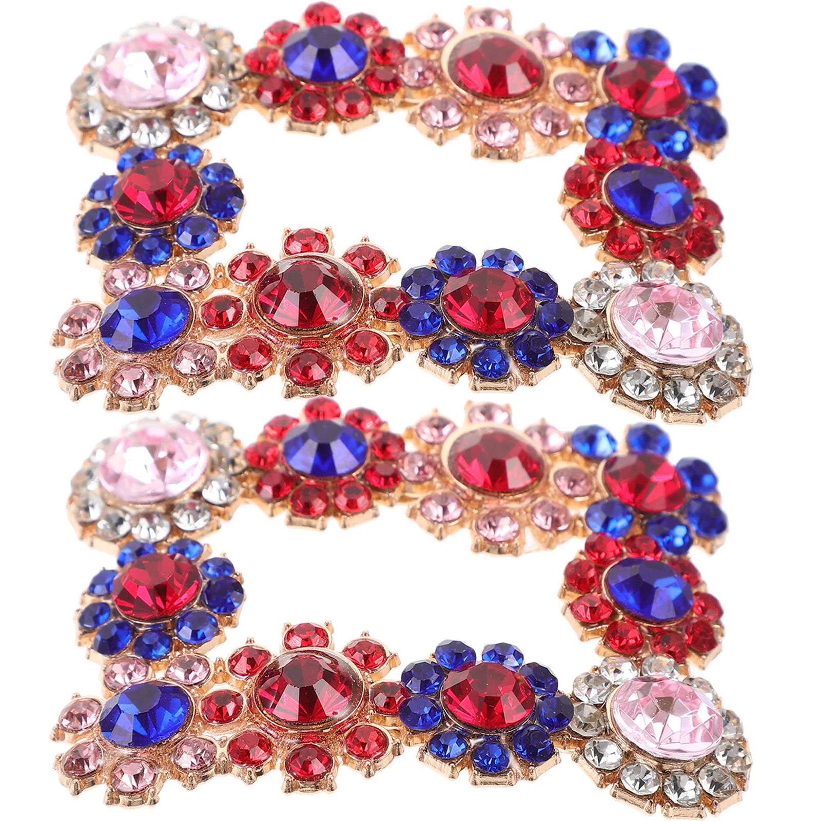 

2 Pcs Shoe Jewelry Clips Rhinestone Wedding Decor Flower Sparkly Aluminum Alloy