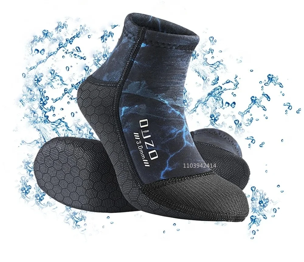 Neopren-Tauchsocken, rutschfest, 3 mm, Neoprenschuhe, Flossensocken, elastisch, Strandstiefel, warme Aqua-Socken zum Schnorcheln, Surfen und Schwimmen. – Detail 4