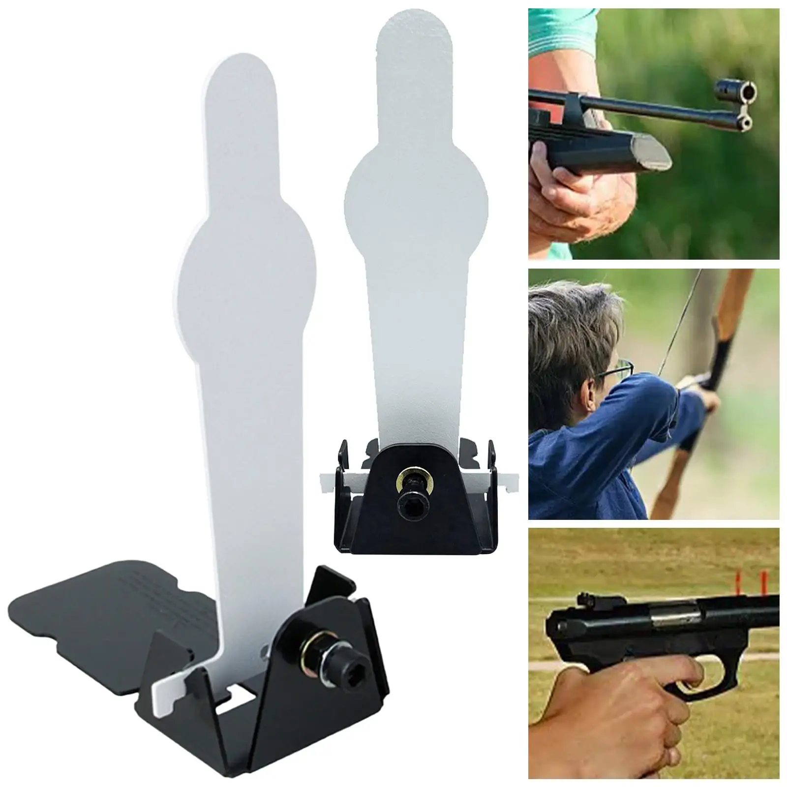 Shooting Training Target Carbon Steel Metal Target Stand Hunting Manual Resetting Target for Outdoor Sports Practice Equipment