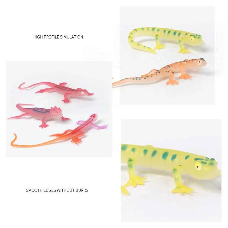 12PC Simulation Lizard Series Toy Model Creative Halloween Decoration Glow-in-the-dark Lizard Gecko Reptile Pranks Spoof Toys