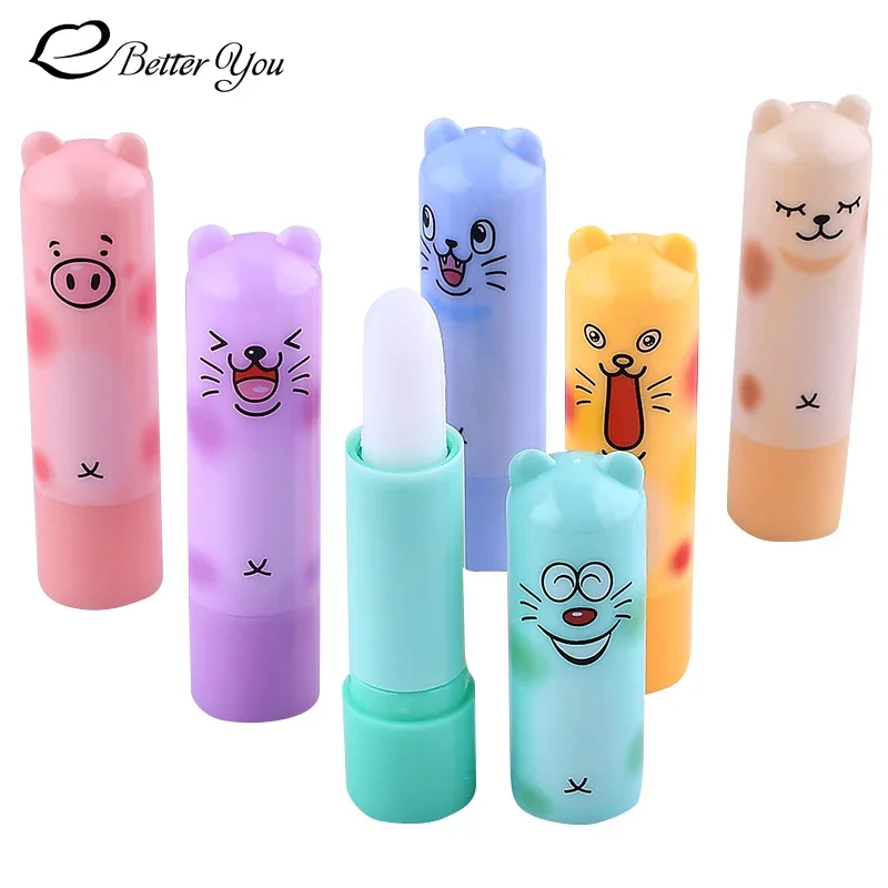 1PC Pure natural ingredients Moisturizing Lipstick Lip Balm Fix Dry Lips Anti Aging Long Lasting Portable Cute Cartoon Lip Care