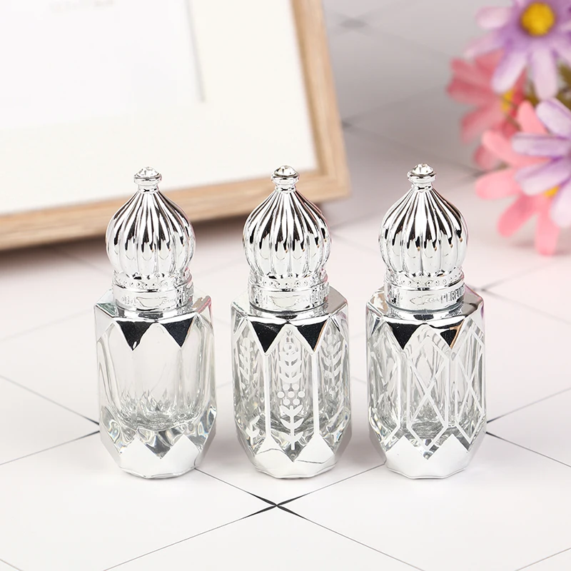 

6ml Glass Roller Bottle Mini Essential Oil Container Portable Perfume Bottle Silver Empty Bottles