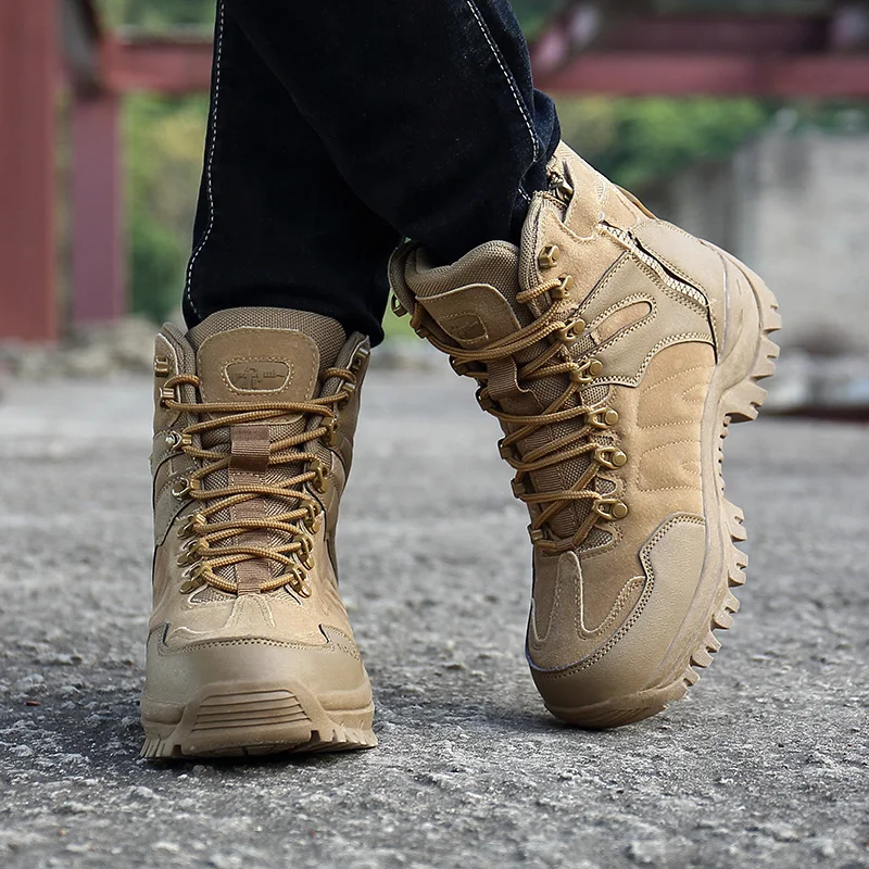 Men's Military Tactical Combat Boots High Top Desert Jungle Boot Autumn Winter Outdoor Hiking Work Safety Shoe Anti-Slip Durable view 6