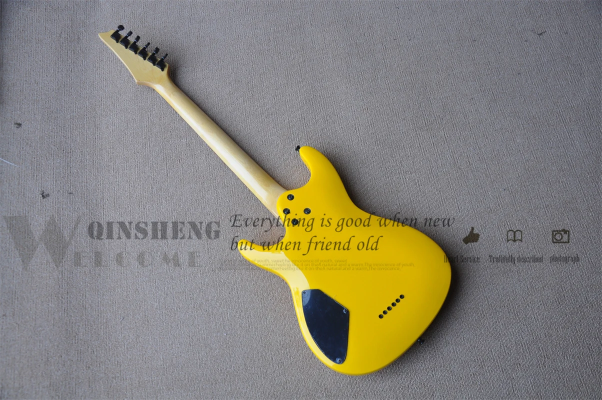 Ultra Thin electric guitar yellow guitar Mahogany body maple wood rose wood fingerboard 22 fret fixed bridge string through body