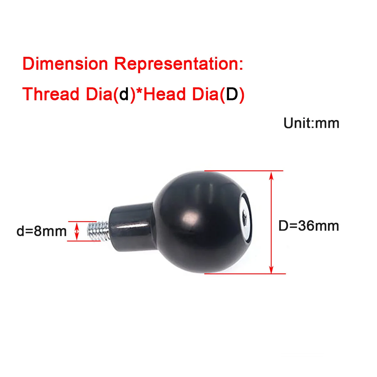 

Bakelite Spherical Hexagonal Groove Rotating Machine Tool Handle M8 * D36