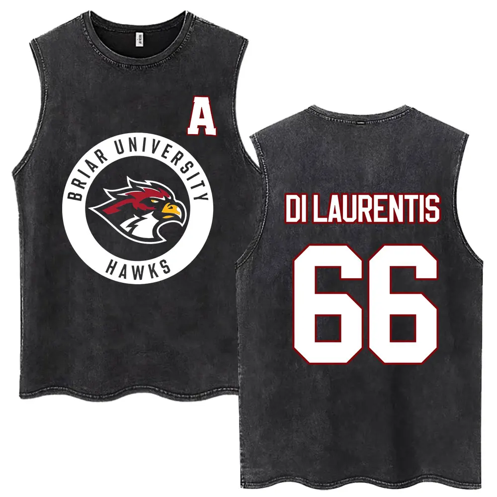 Washed Di Laurentis 66 Off Campus TV Series Tank Tops Briar University Hockey Sleeveless T Shirts Men Women Loose Cotton Vests