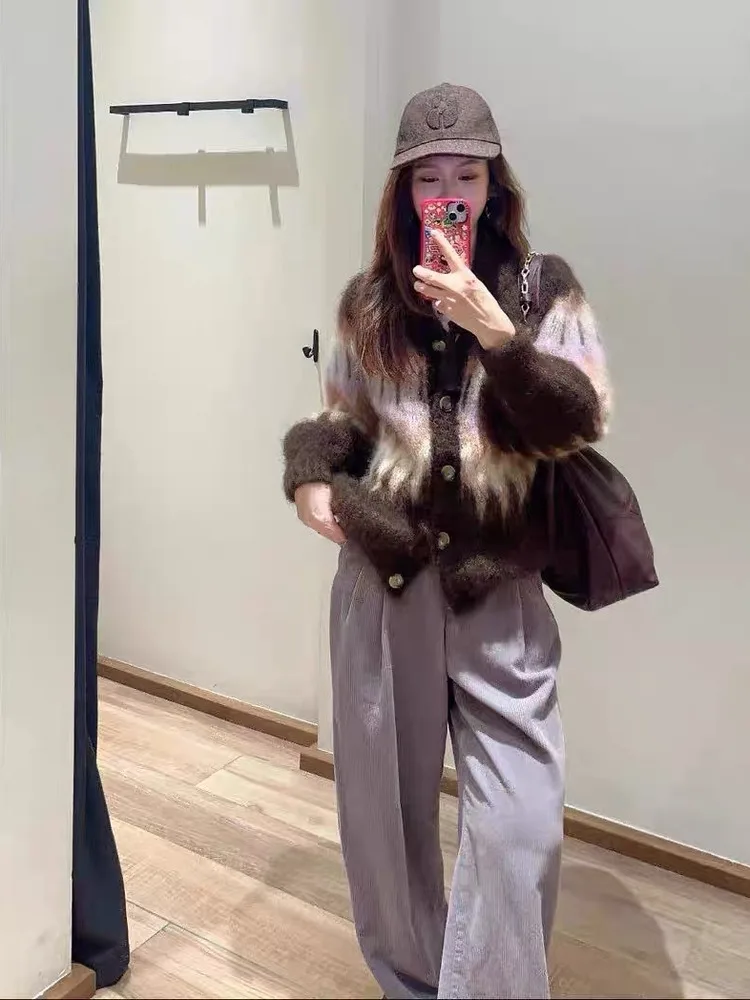 

Fairy Island Knitwear Lav Wave Retro Sle Women's Pullover Sweater Soft Wool Blend Comfortable Fit Daily Wear