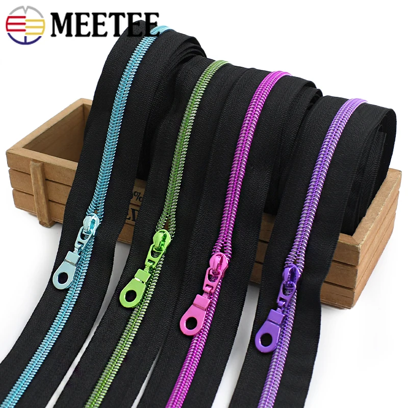 

1-5M Meetee 5# Nylon Zipper Tape Zippers Puller Handbag Garment Decor Zip Coil Luggage Shoes Closure DIY Repair Kits Accessories