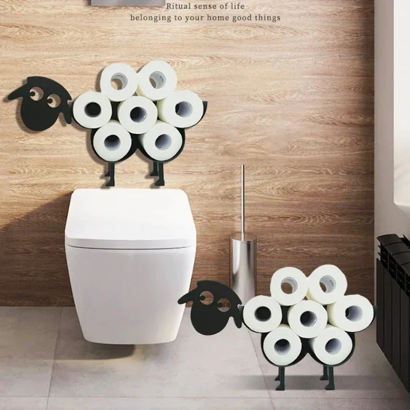 1-2 bathroom toilet paper holders, wall mounted tissue holders, non slip independent storage racks, sheep themed home decor