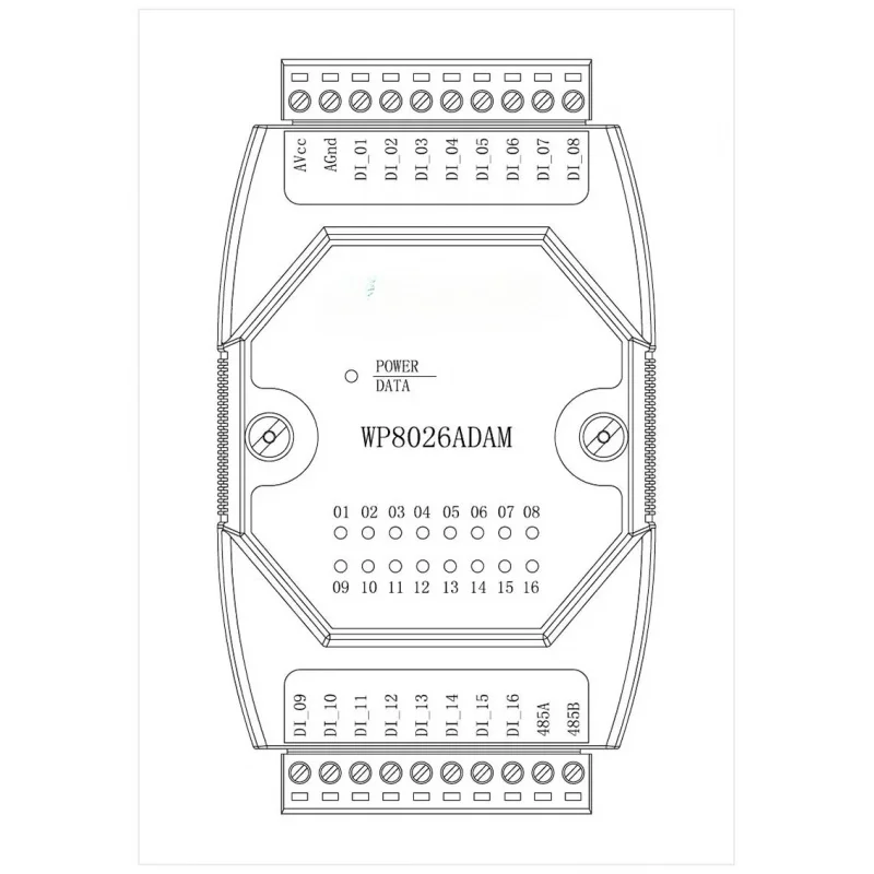 

WP8026ADAM ( 16DI ) _ цифровой входной модуль/оптрон изолированный/RS485 MODBUS RTU связи