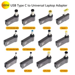 Adaptador de carga rápida USB tipo C de 100W, conector Universal, convertidor de cargador de ordenador portátil para Dell, Asus, Hp, Acer, Lenovo