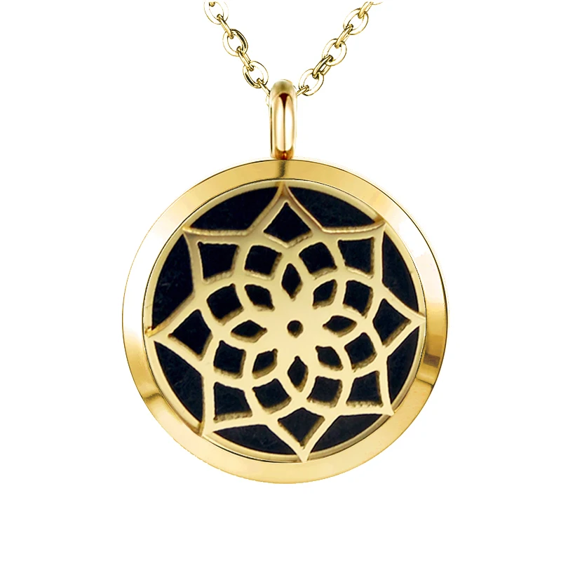 With chain Snow 30mm Stainless Steel Essential Oils Aromatherapy Locket Perfume Diffuser Necklace