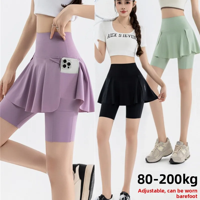 Saia de Yoga Plus Size para Esportes, Calças Justas de Fitn para Corrida, Saia Curta de Cintura Alta Extra ande para Mul...