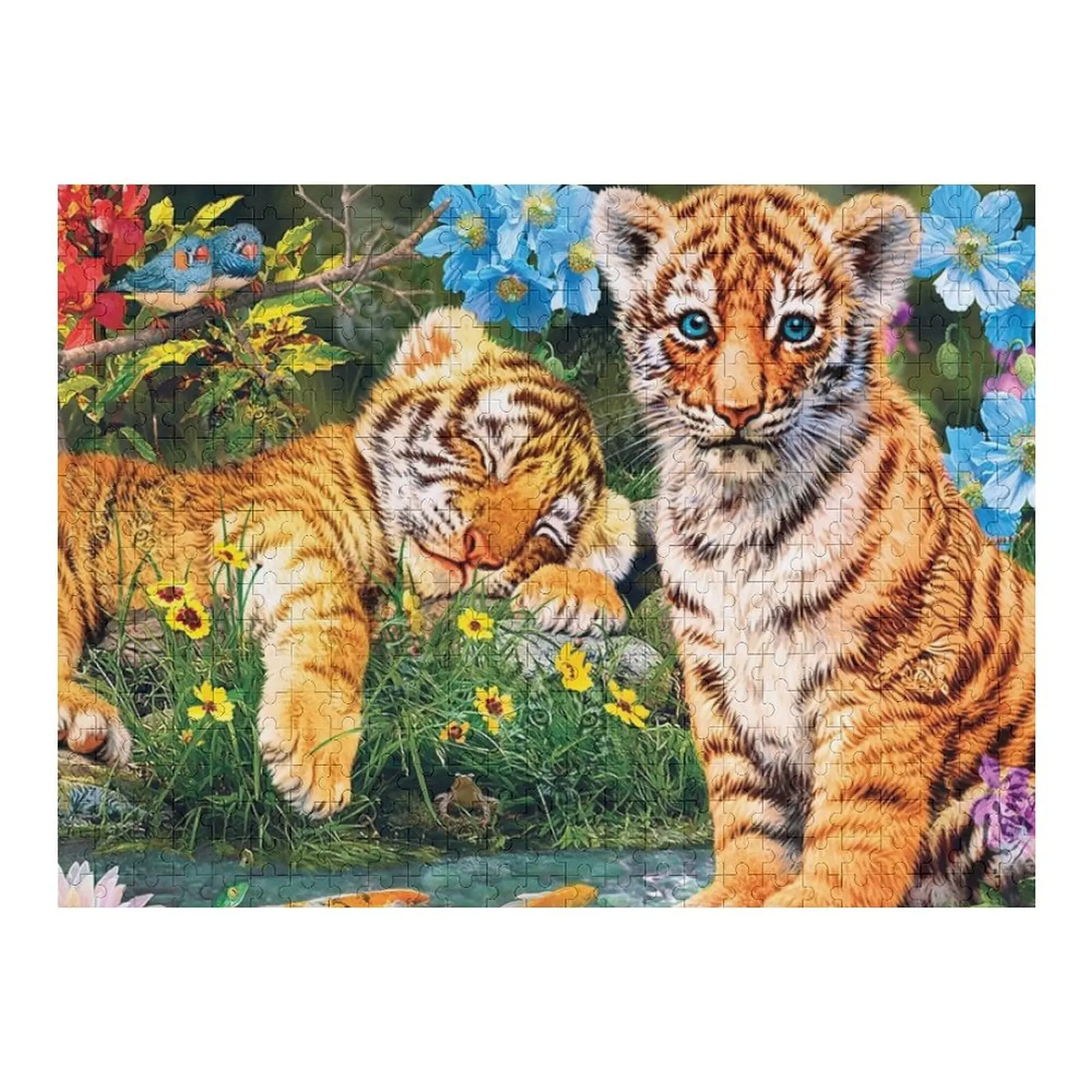 Tiger Cubs Watercolor Jigsaw Puzzle Personalized Baby Object Custom Child Puzzle