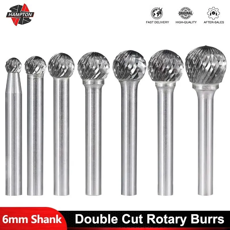 Rotary Files Tungsten Carbide Burr Bit 6mm Shank D Type Double Cut Rotary Burrs for Woodworking Metal Tools