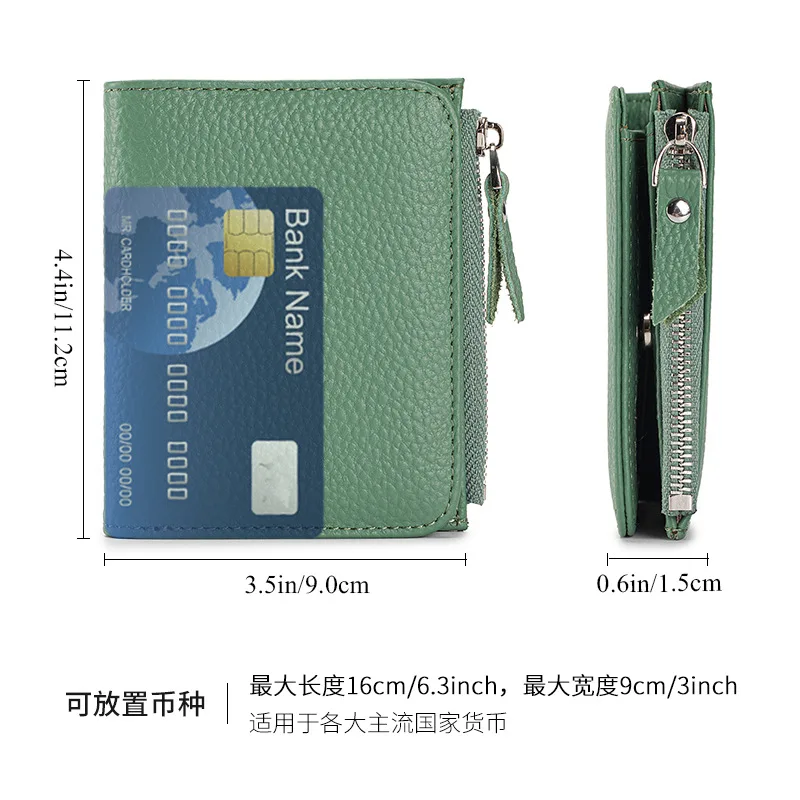 Western RFID Blocking Cowhide Leather Women Wallet Large Capacity Card Holder Short Purse for Ladies
