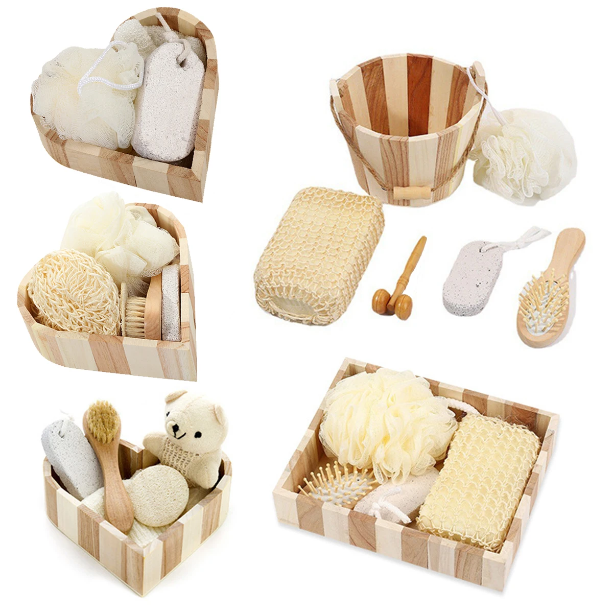 1 Set herzförmiges Dusch- und Badezimmer-Spa-Geschenkset, Badezimmerzubehör in Spa-Qualität, für Hochzeiten, Partys und Feiertage – Detail 1