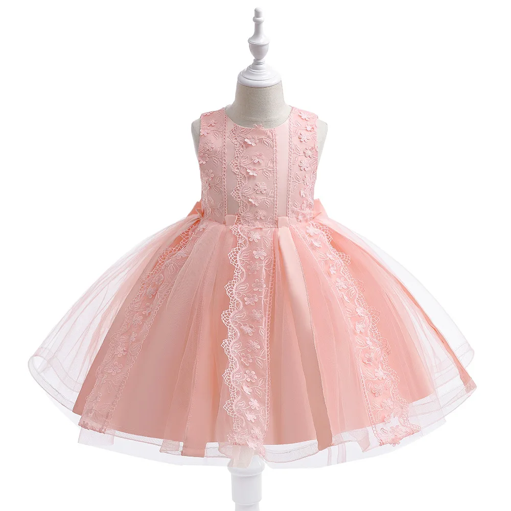 3-10 Years Kids Christmas Party Dress For Girls Appliques Vestidos Elegant Wedding Dresses With Bow Children Birthday Prom Gowns