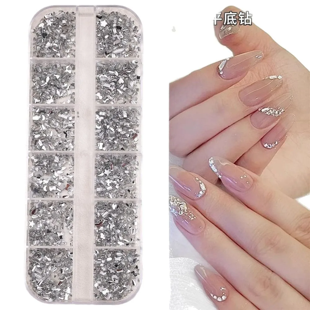 2025 جديد ملحقات الأظافر مختلط أعلى الراتنج مسطحة القاع غير النظامية الماس صغيرة صغيرة الاكريليك مسمار الماس الملحقات لتقوم بها بنفسك #5