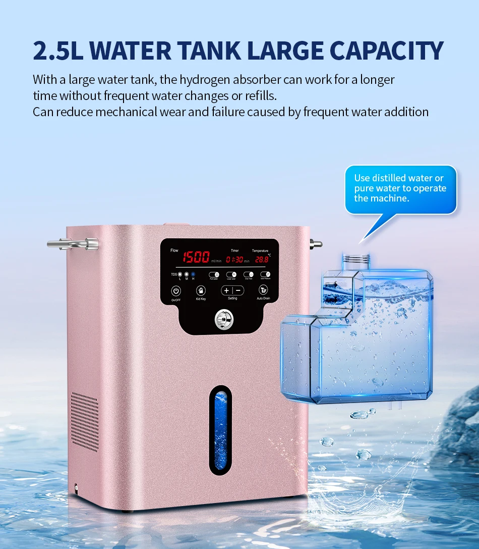 Premium 1500ml Wasserstoff-Inhalationsgerät Wasserstoff-Sauerstoff-Generator HHO-Inhalator SPE PEM Smart Display Heimwellness SUYZEKO – Detail 16