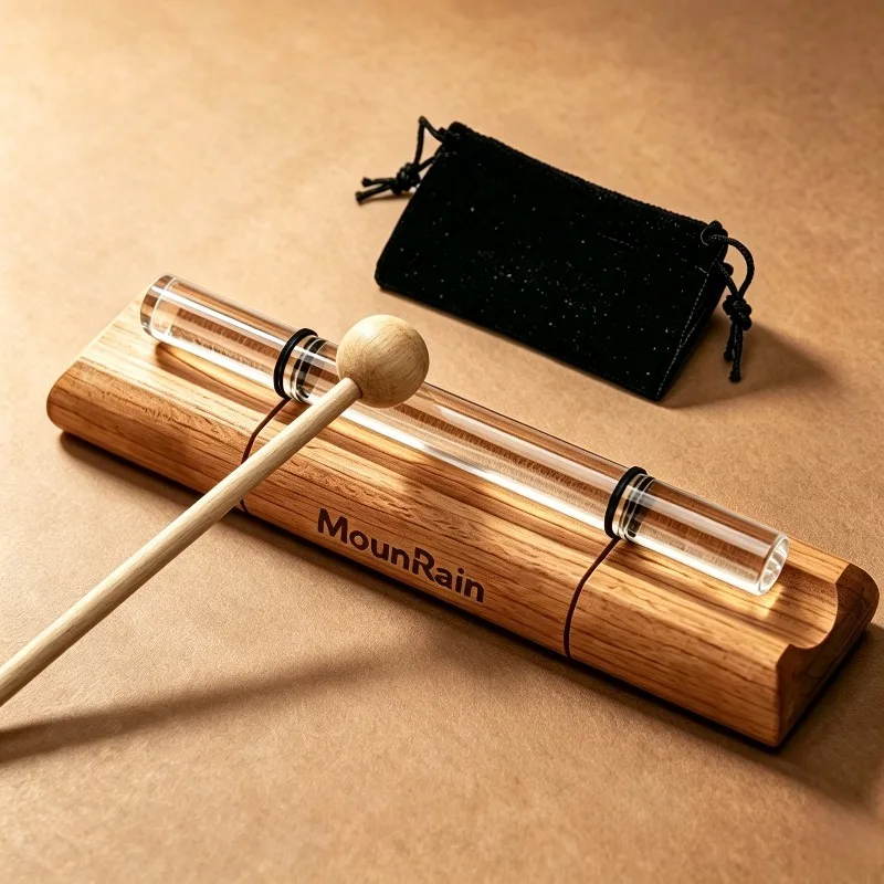 440Hz Crystal Sound Bundle Meditation Sound Healing Bell Yoga Therapy Singing Tube Percussion Instruments with Wooden Base