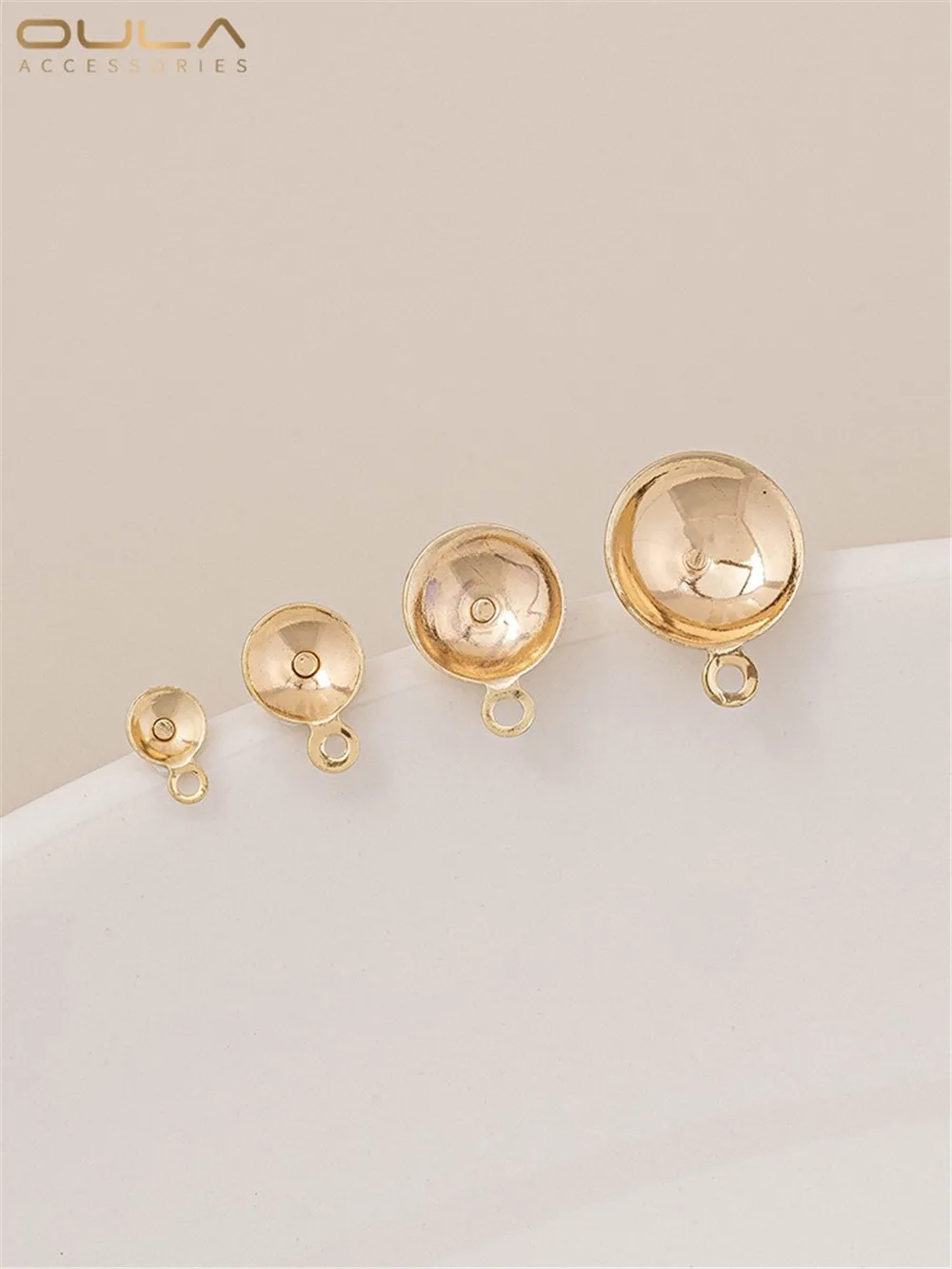 14K Gold-Color Plated with Color Tape Ring Bowl Bracket Pin Paste Crystal Pearl Cup Pin Earrings DIY Earrings Accessories