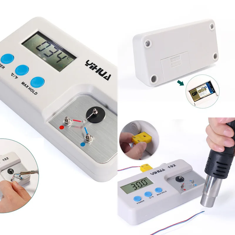 

YIHUA Welding Platform Air Gun Precision Thermometer Measurement Soldering Iron Tip Air Gun Handle Measurement Range: 0℃-600℃