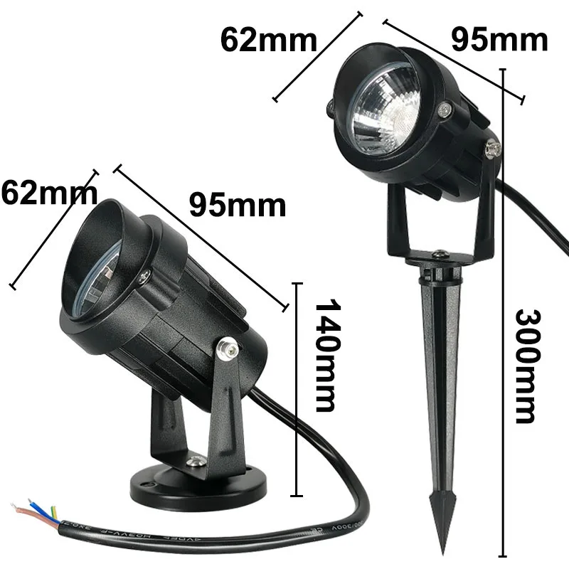 10 Stück Garten lampe im Freien 220V 110V LED Rasen leuchten 12V wasserdichte Spike Glühbirne 3W 5W 7W 10W Landschaft IP65 Weg Spot Beleuchtung – Detail 9
