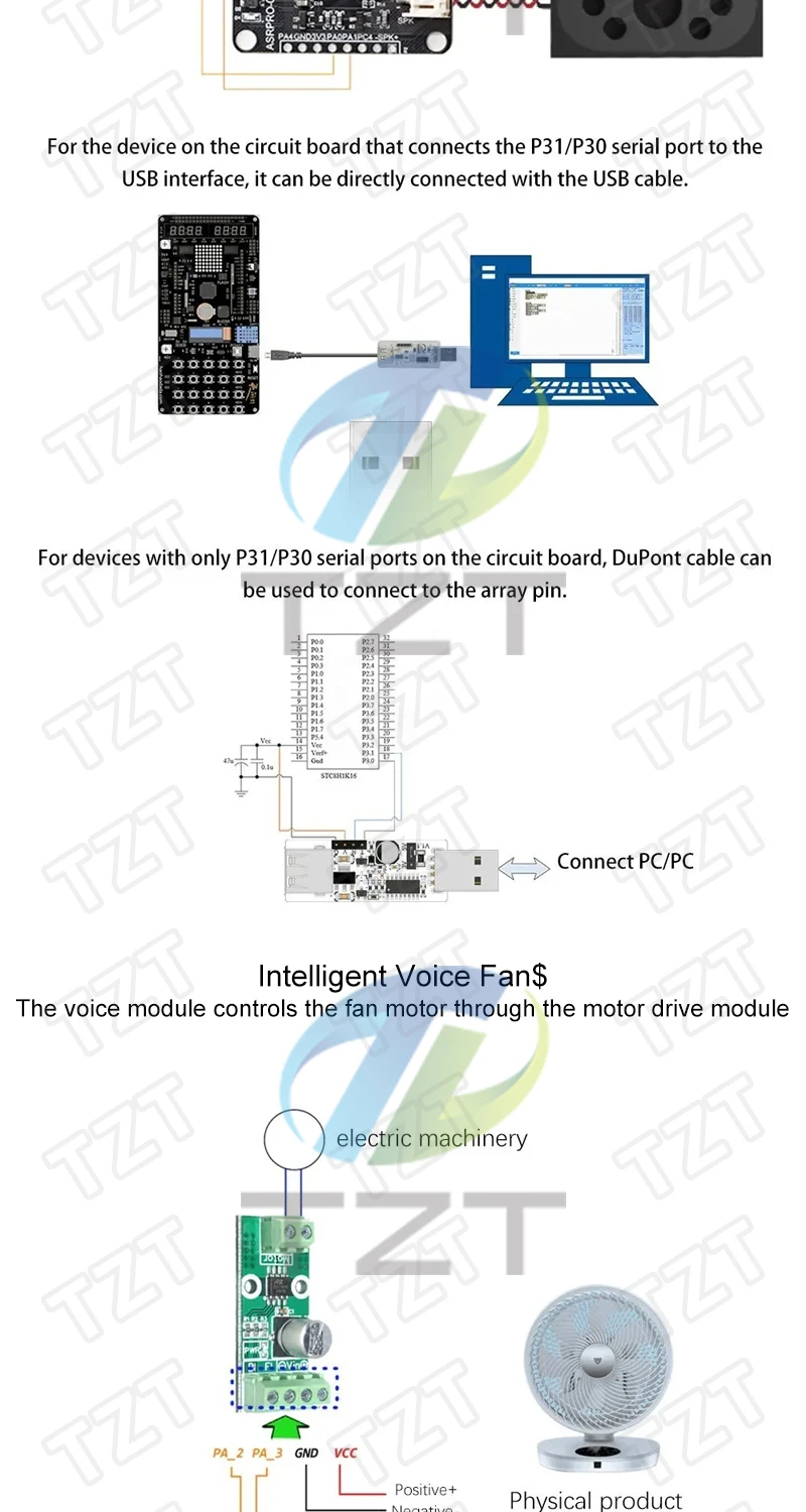 TZT 1/2/5 Stück ASR-PRO Sprachintelligentes Spracherkennungs-Steuermodul AI Offline-Erkennungs-Entwicklungsboard Benutzerdefinierte Bedingungen – Detail 2