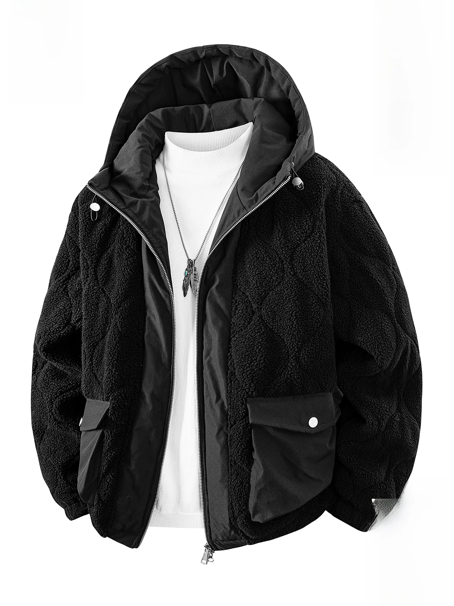 

Зимняя куртка Paul Frank из хлопка с капюшоном и вельветовой отделкой, мужская повседневная рабочая одежда, теплая молодежная куртка свободного кроя с длинными рукавами на молнии