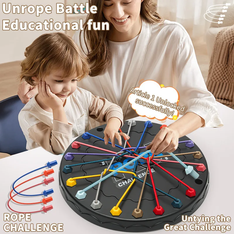 Gioco di puzzle con corda intrecciata Disviaggia rompicapo per bambini Allenamento del pensiero logico Gioco da tavolo interattivo genitore-figlio educativo