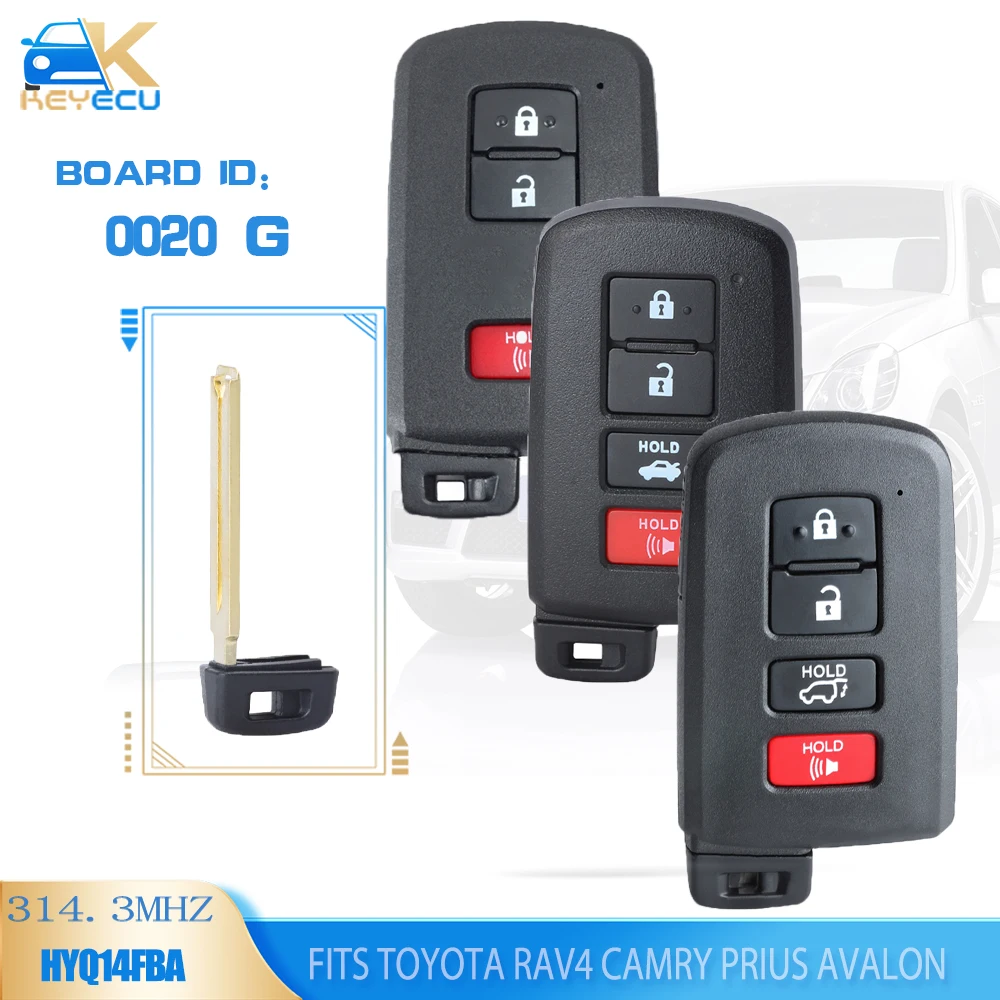 

KEYECU 0020, 281451-0020 G Smart Remote Key Fob 314.3MHz 8A for Toyota Avalon Camry Corolla RAV4 Prius 2015 2016 2017 2018 2019