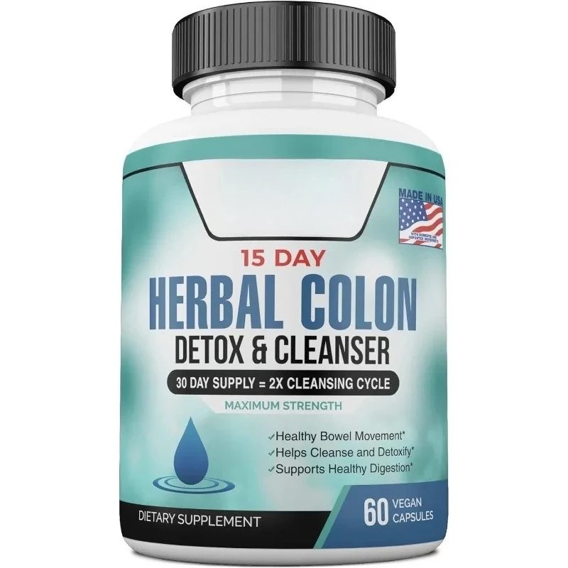 Colon cleansing supplement capsule, containing Scutellaria baicalensis, Senna leaves, Aloe vera, ginger, etc